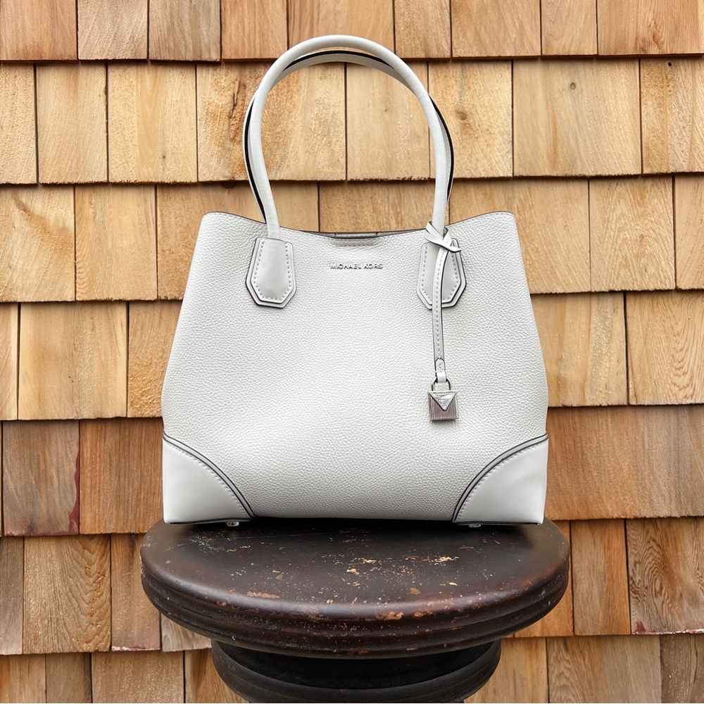 NWT MICHAEL Michael Kors Mercer White Leather Satchel
